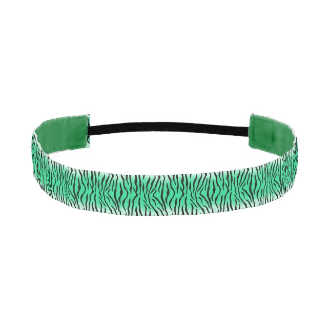Green tiger print athletic headband (Front)