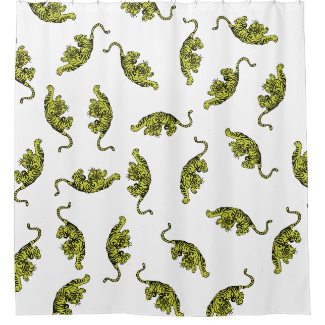 Green Tiger Shower Curtain (Front)