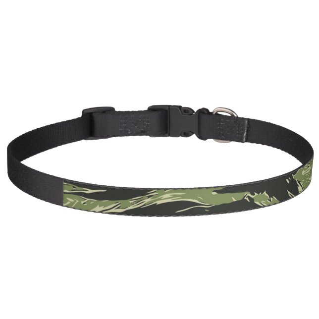Green Tiger Stripe Camo Pattern Pet Collar (Front)
