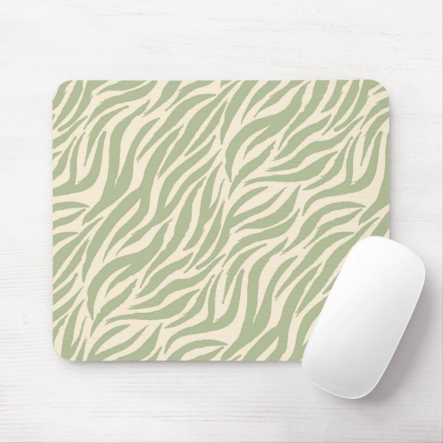 Green Tiger Stripes Animal Pattern Mouse Pad (With Mouse)