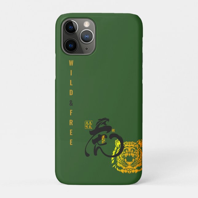 Green Tiger Wild & Free Chinoiserie Chic Case-Mate iPhone Case (Back)