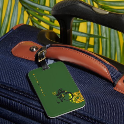 Green Tiger Wild  Free Chinoiserie Chic Luggage Tag