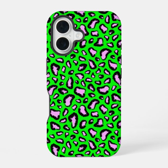 Green tiger with pink iphone case (Back)