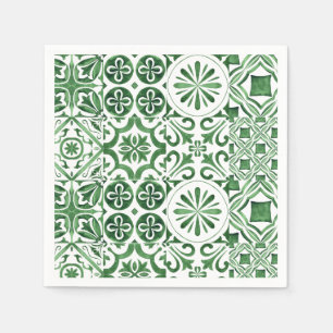 Green tile Italian summer trendy Napkins