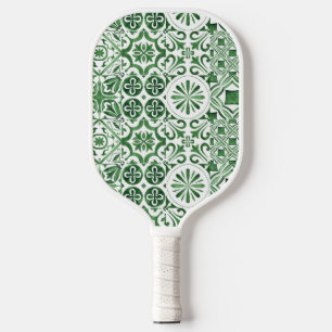 Green tile pattern- mediterranean fun pickleball paddle
