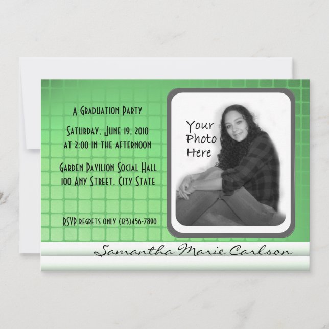 Green Tile Photo Invitation/ Graduation Invitation (Front)