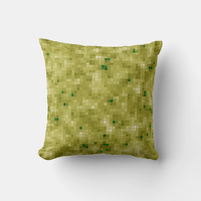 Green Tiled Design Throw Pillow (Front)