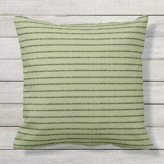 Green Tiled Stripe Over Khaki Outdoor Pillow 20x20