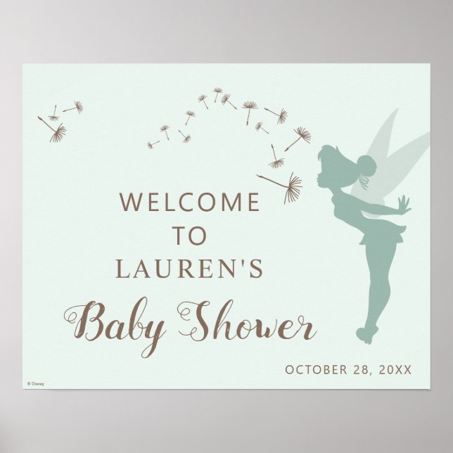 Green Tinker Bell Baby Shower Welcome Sign (Front)