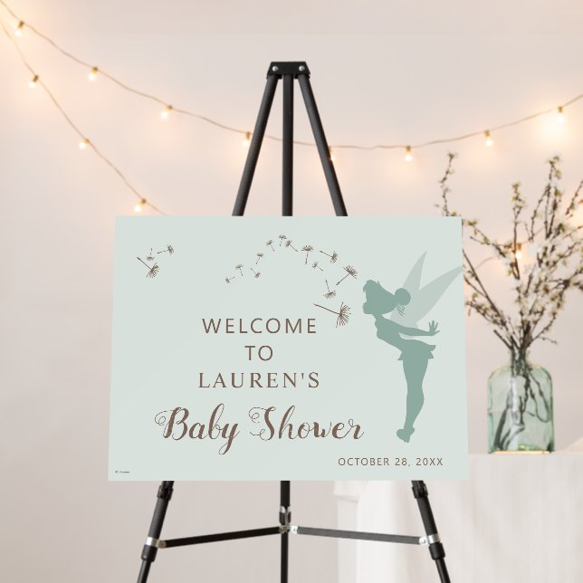 Green Tinker Bell Baby Shower Welcome Sign (In Situ (Stand))