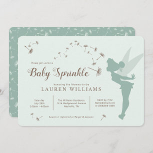 Green Tinker Bell Girl Baby Sprinkle Invitation