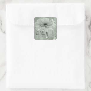 Green Tinted Daisy Wedding Thank You Favor Tag