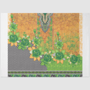 Green Tissue Paper Modern Floral Gift Wrap