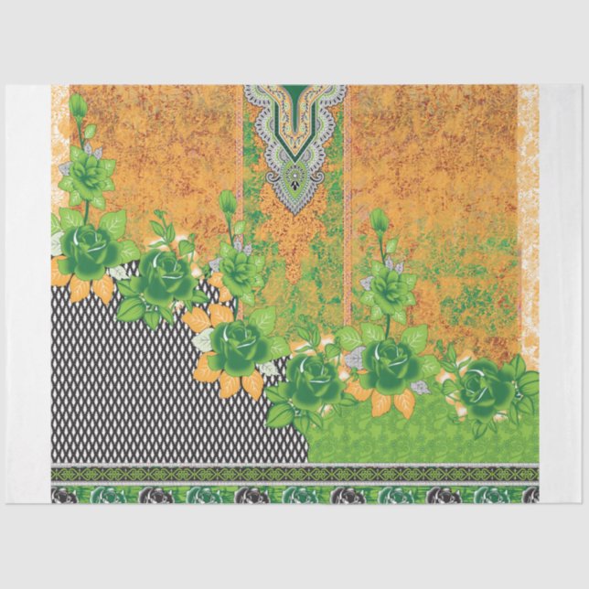 Green Tissue Paper | Modern Floral Gift Wrap (Front)