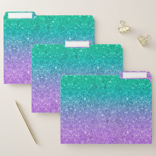 Green to purple faux glitter ombre file folder