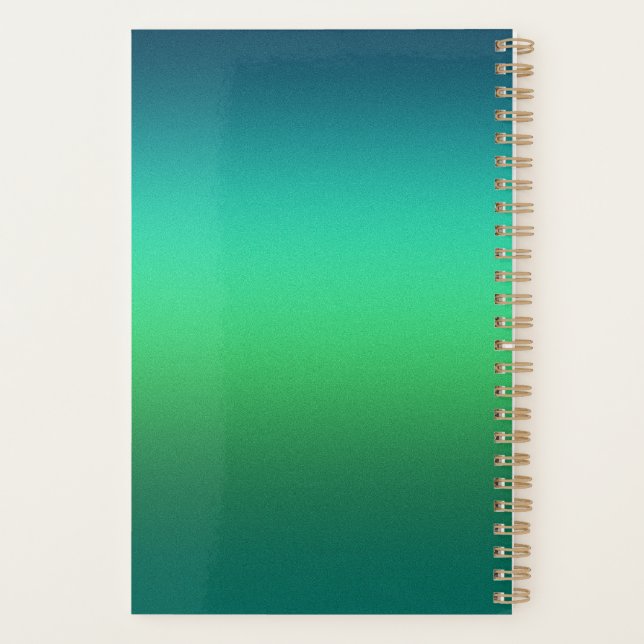 Green to Teal Gradient Spiral Notebook Modern Mini (Back)