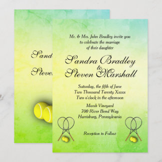 Green to Yellow Textured Tennis Wedding Invitation
