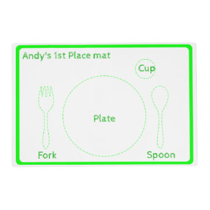 Green Toddler Place Setting Guide Placemat