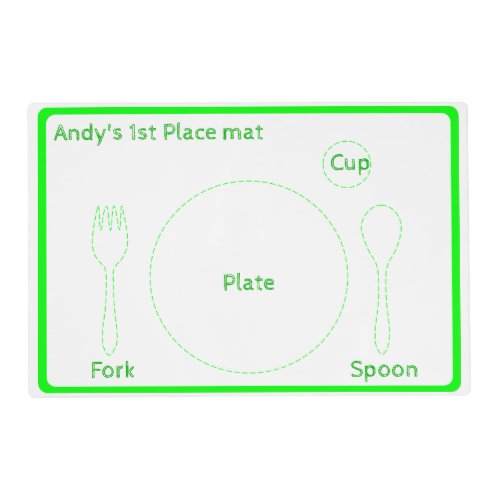 Green Toddler Place Setting Guide Placemat