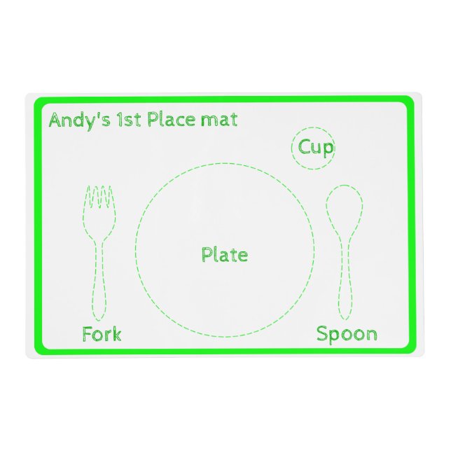 Green Toddler Place Setting Guide Placemat (Front)