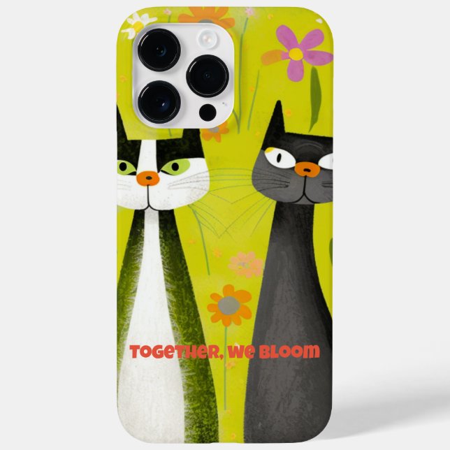 Green "Together, We Bloom" Cats Case-Mate iPhone Case (Back)