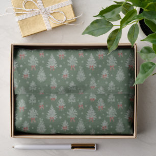 Green Toile Christmas Tree Pattern Tissue Paper