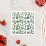 Green Toile Christmas Village Santa Reindeer  Napkins