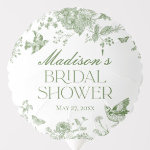 Green Toile De Jouy Vintage Floral Bridal Shower Balloon
