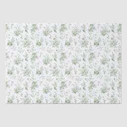 Green Toile De Jouy Vintage Floral Chinoiserie Tissue Paper