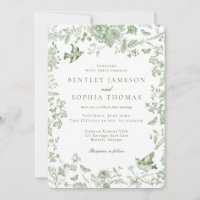 Green Toile De Jouy Vintage French Floral Wedding