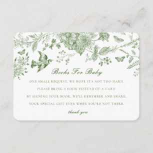 Green Toile Flora Books for Baby Invitation Insert