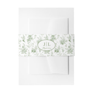 Green Toile Floral Belly Band for Wedding