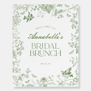 Green Toile Jouy Floral Bridal Brunch Welcome Sign
