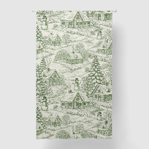 Green Toile Vintage Christmas Village Pattern (3) Blackout Curtains