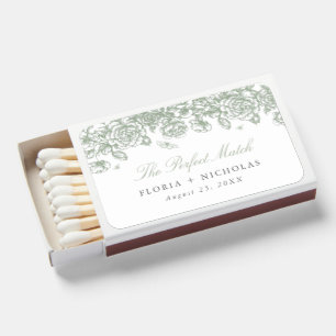 Green Toile Wedding Matchboxes French Chinoiserie