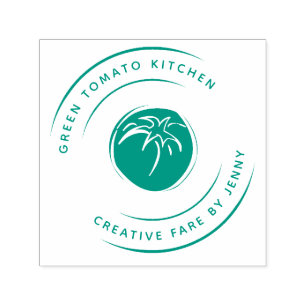 Green Tomato on a Dinner Plate for Gourmet Chef Self-inking Stamp