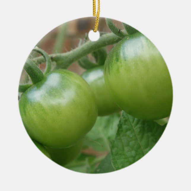 Green Tomatoes Custom Birthday Ceramic Ornament (Front)