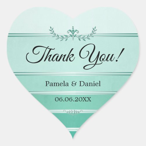 Green Ton sur Ton Stripe Wedding Thank You Sticker