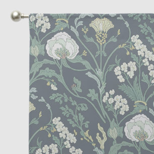 Green tone Art Nouveau Print Curtains