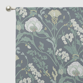 Green tone Art Nouveau Print Curtains