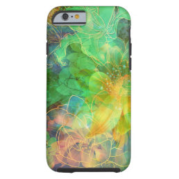 Green Tones Abstract Floral Tough iPhone 6 Case