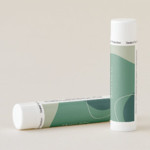 Green tones abstract organic shapes monogram lip balm