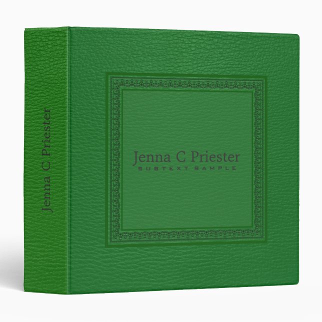 Green Tones Faux Leather Look 3 Ring Binder (Front/Spine)