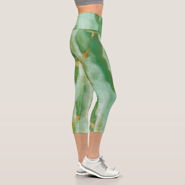 Green Tones Marbled Capri Leggings (Right)