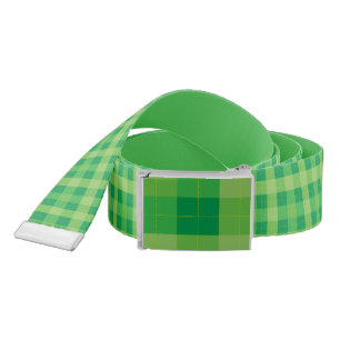 Green Tones Plaid Geometric Pattern Belt