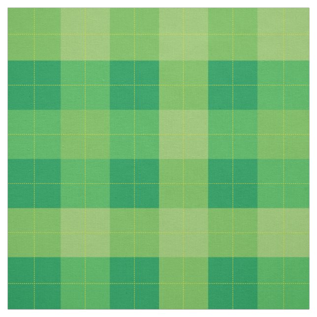 Green Tones Plaid Geometric Pattern Fabric (Swatch)