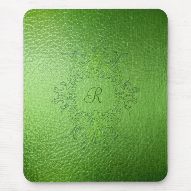 Green Tones Stained Glass Mouse Pad (Front)