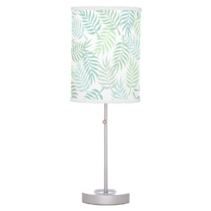Green tones tropical plam leaves pattern rug table lamp