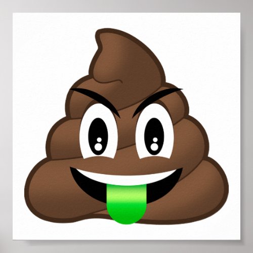 Green Tongue Crazy Poop Emoji Poster