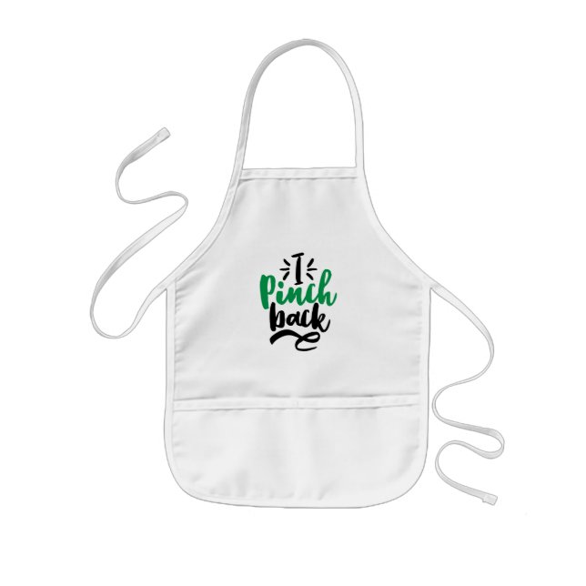 Green Too Cute to Pinch St. Patrick’s Day Graphic Kids' Apron (Front)